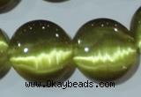 CCT573 15 inches 14mm flat round cats eye beads wholesale