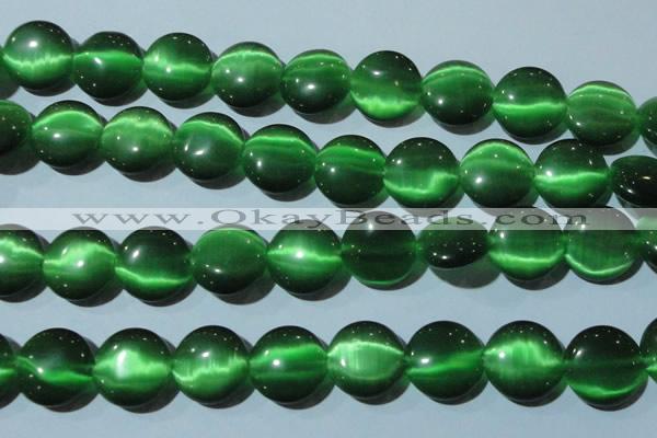 CCT576 15 inches 14mm flat round cats eye beads wholesale