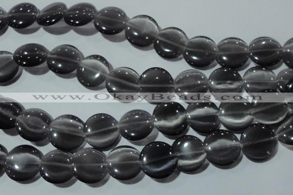 CCT583 15 inches 14mm flat round cats eye beads wholesale