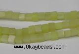 CCU03 15.5 inches 4*4mm cube olive jade beads wholesale