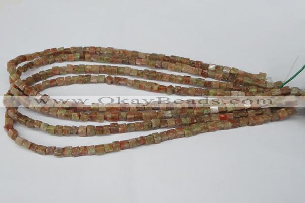 CCU05 15.5 inches 4*4mm cube New unakite beads wholesale