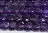 CCU1021 15 inches 4mm faceted cube amethyst beads