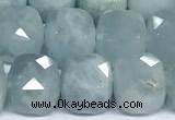 CCU1049 15 inches 8mm faceted cube aquamarine beads