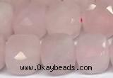 CCU1053 15 inches 8mm faceted cube rose quartz beads