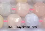 CCU1287 15 inches 9mm - 10mm faceted cube morganite beads