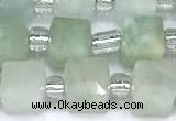 CCU1311 15 inches 7mm - 8mm faceted cube aquamarine beads