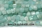 CCU1322 15 inches 2.5mm faceted cube amazonite beads