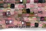 CCU1325 15 inches 2.5mm faceted cube tourmaline beads