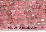 CCU1327 15 inches 2.5mm faceted cube strawberry quartz beads