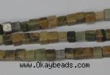 CCU20 15.5 inches 5*5mm cube serpentine jasper beads wholesale