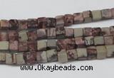 CCU24 15.5 inches 5*5mm cube red artistic jasper beads wholesale