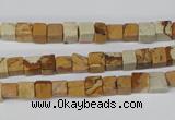 CCU29 15.5 inches 5*5mm cube picture jasper beads wholesale