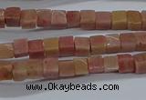 CCU308 15.5 inches 4*4mm cube pink wooden jasper beads wholesale