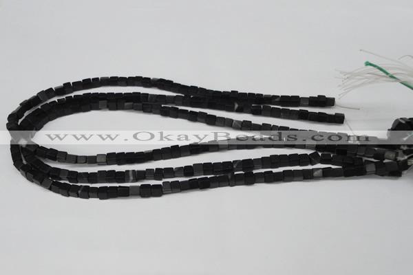 CCU31 15.5 inches 5*5mm cube black agate beads wholesale