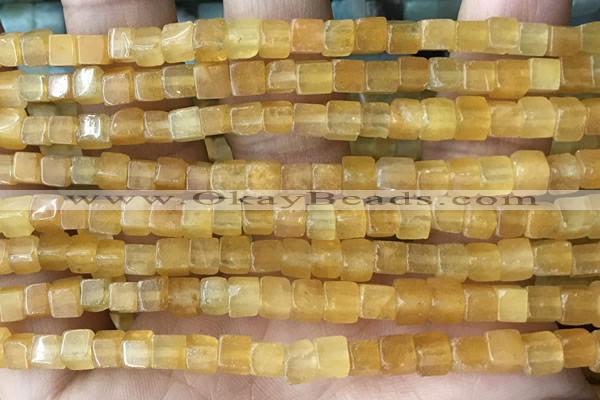 CCU451 15.5 inches 4*4mm cube yellow aventurine beads wholesale