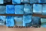 CCU453 15.5 inches 4*4mm cube blue crazy lace agate beads