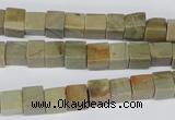 CCU47 15.5 inches 6*6mm cube silver leaf jasper beads wholesale