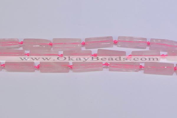 CCU603 15.5 inches 8*20mm - 10*30mm cuboid rose quartz beads