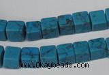 CCU62 15.5 inches 8*8mm cube turquoise beads wholesale