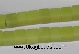 CCU64 15.5 inches 8*8mm cube olive jade beads wholesale