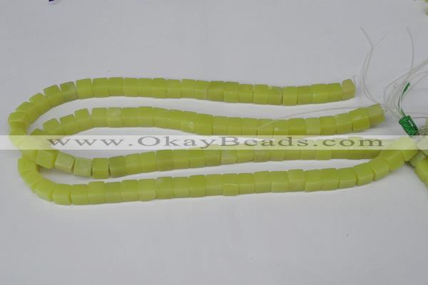 CCU64 15.5 inches 8*8mm cube olive jade beads wholesale