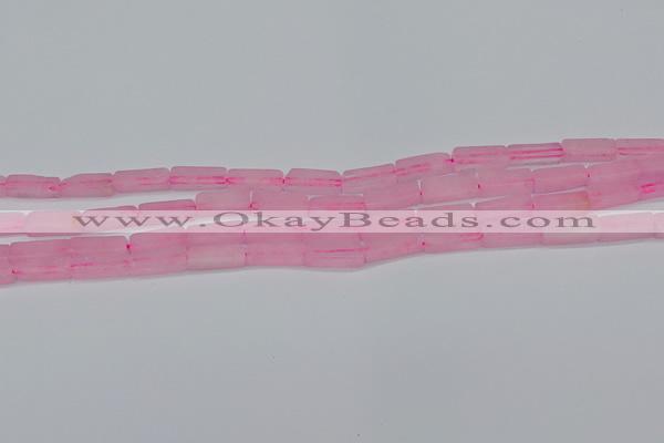 CCU711 15.5 inches 4*13mm cuboid rose quartz beads wholesale