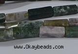 CCU713 15.5 inches 4*13mm cuboid moss agate beads wholesale