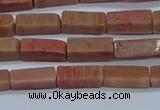 CCU717 15.5 inches 4*13mm cuboid pink wooden jasper beads wholesale