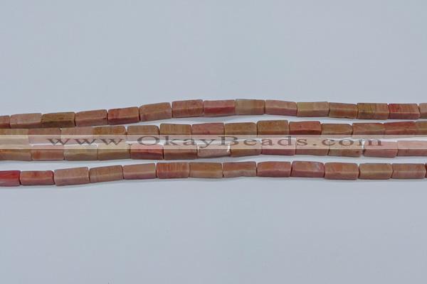 CCU717 15.5 inches 4*13mm cuboid pink wooden jasper beads wholesale