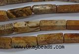 CCU738 15.5 inches 4*13mm cuboid picture jasper beads wholesale