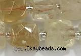 CCU755 15 inches 8*8mm faceted cube citrine beads