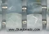 CCU780 15 inches 10*10mm faceted cube aquamarine beads