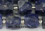 CCU788 15 inches 10*10mm faceted cube sodalite beads