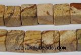 CCU80 15.5 inches 12*12mm cube picture jasper beads wholesale