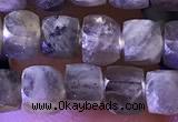 CCU809 15 inches 4mm faceted cube labradorite beads