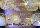 CCU817 15 inches 6mm faceted cube citrine beads