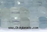 CCU860 15 inches 6mm faceted cube aquamarine beads