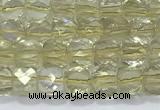 CCU861 15 inches 6mm faceted cube lemon quartz beads