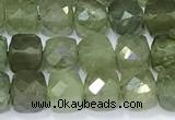 CCU862 15 inches 6mm faceted cube green apatite beads