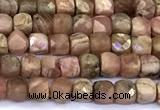 CCU884 15 inches 4mm faceted cube Argentina rhodochrosite beads