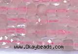 CCU887 15 inches 4mm faceted cube rose quartz beads