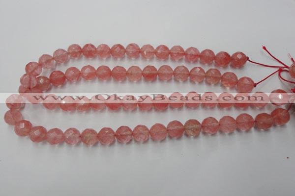 CCY114 15.5 inches 12mm faceted round cherry quartz beads wholesale