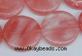 CCY154 15.5 inches 25mm flat round cherry quartz beads wholesale