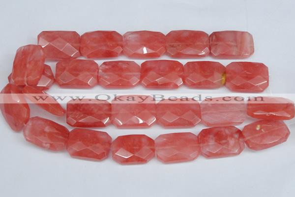 CCY166 15.5 inches 20*30mm faceted rectangle cherry quartz beads