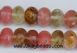 CCY207 15.5 inches 10*14mm faceted rondelle volcano cherry quartz beads