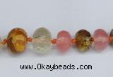 CCY209 4*8mm - 13*18mm faceted rondelle volcano cherry quartz beads