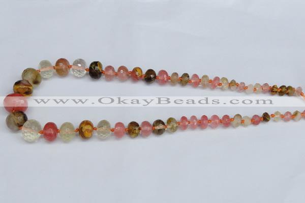 CCY209 4*8mm - 13*18mm faceted rondelle volcano cherry quartz beads