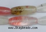 CCY212 15.5 inches 10*30mm rice volcano cherry quartz beads