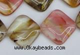 CCY225 15.5 inches 20*20mm diamond volcano cherry quartz beads