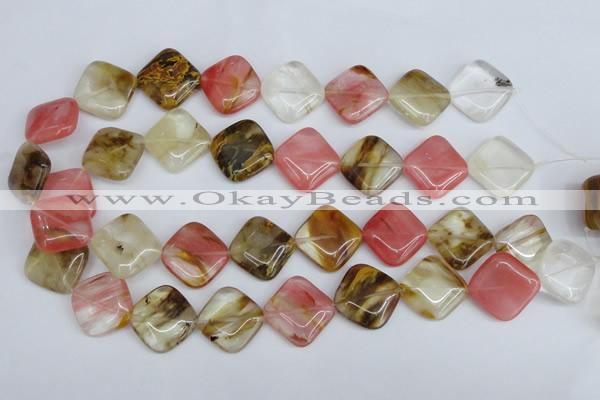 CCY225 15.5 inches 20*20mm diamond volcano cherry quartz beads